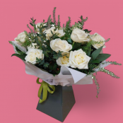 12 White Rose Bouquet